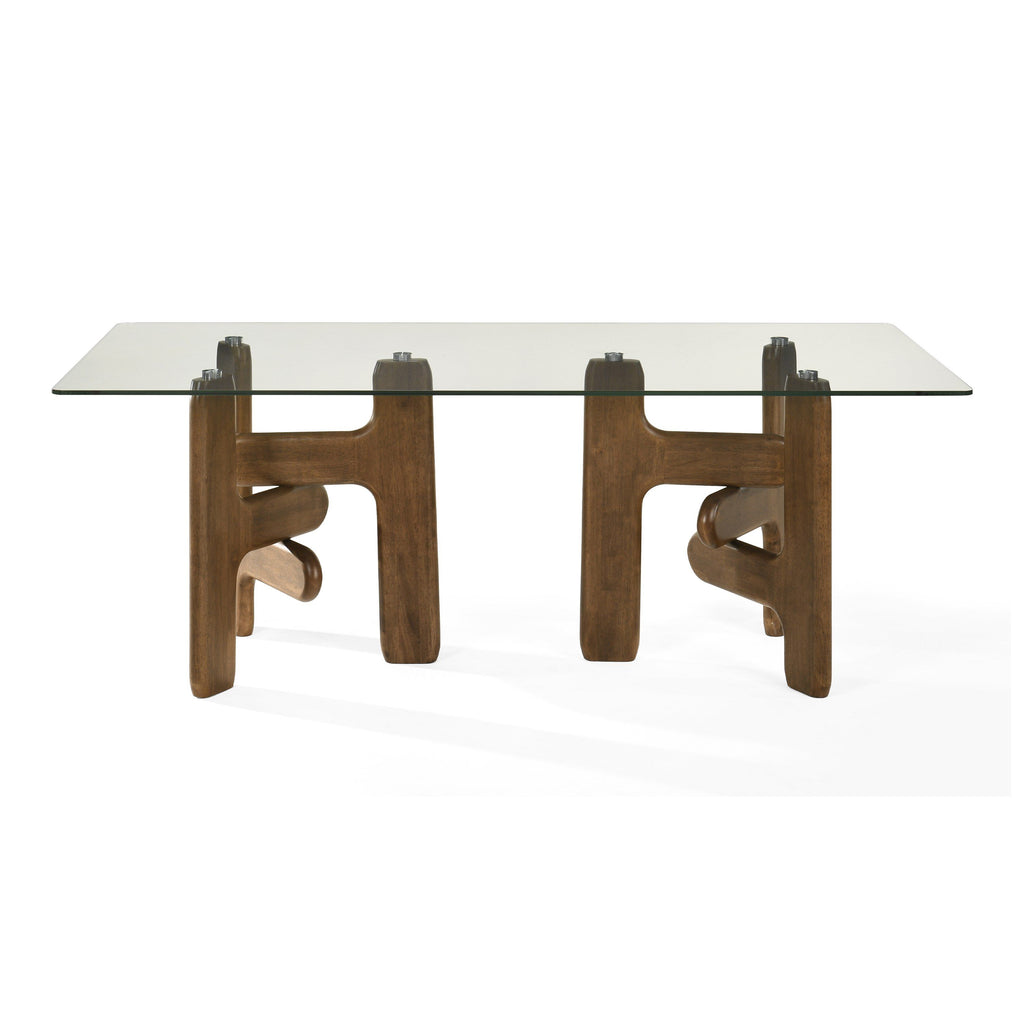 Velshi - Modern Glass + Walnut Rectangular Dining Table – AK Casa Furniture
