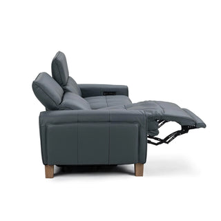 Alea Leather Power Recliner Sofa - Smoke Blue