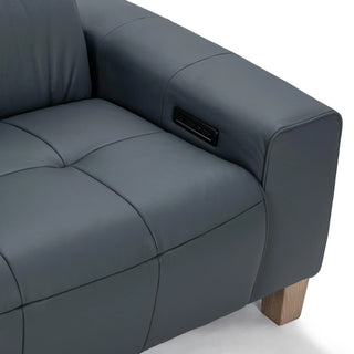 Alea Leather Power Recliner Sofa - Smoke Blue