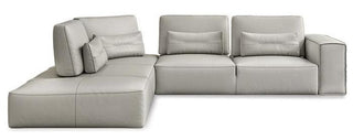 Lamod Italia Hollywood - Italian Light Grey Leather LAF Chaise Sectional Sofa