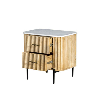 Modrest - Cambridge White Marble & Mango 2 Drawer Nightstand