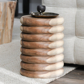 Gala Solid Wood Round End Table - Natural