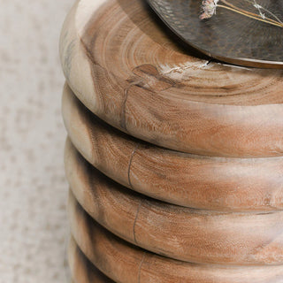 Gala Solid Wood Round End Table - Natural