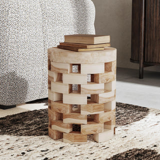 Dacosta Solid Wood Round Accent Table - White Wash