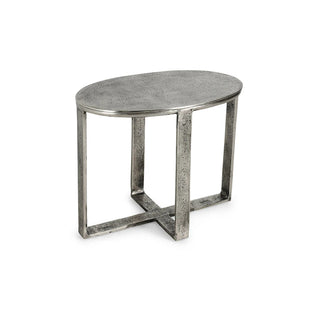 Flores Cast Aluminum Oval End Table - Nickle