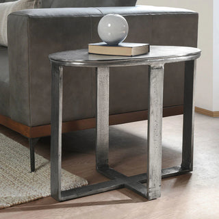 Flores Cast Aluminum Oval End Table - Nickle
