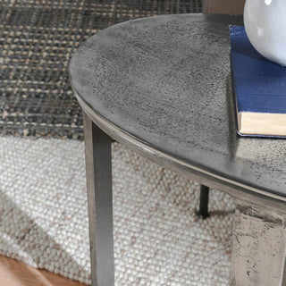 Flores Cast Aluminum Oval End Table - Nickle