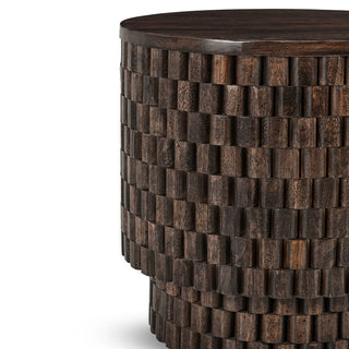 Norwood Solid Wood Round End Table - Bark Brown