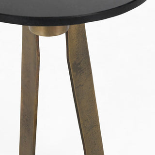 Leyton Marble/Aluminum Round Accent Table - Black