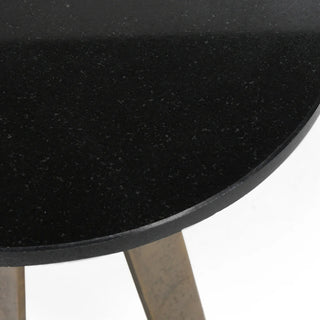 Leyton Marble/Aluminum Round Accent Table - Black