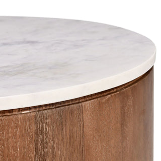 Josie Mango Wood 22" Round End Table Pottery Brown/Marble
