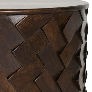 Shira Solid Wood Round End Table - Kona Brown