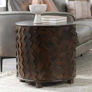 Shira Solid Wood Round End Table - Kona Brown