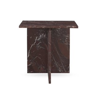 Bexly Marble Square End Table - Merlot