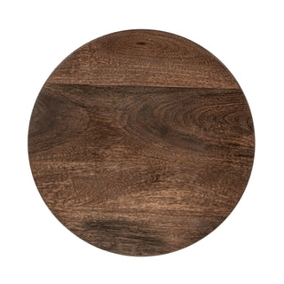 Andra Leather Round Accent Table - Cocoa Brown