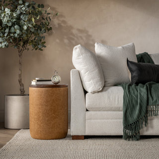 Andra Leather Round Accent Table - Sedona Brown