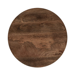 Andra Leather Round Accent Table - Tan