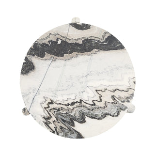 Zora Marble Round End Table - Charcoal Gray