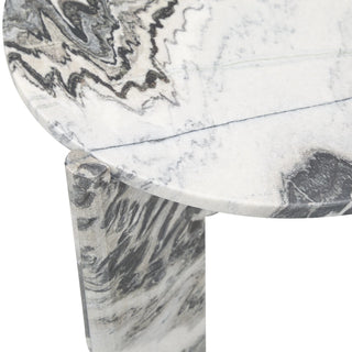 Zora Marble Round End Table - Charcoal Gray