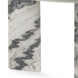 Zora Marble Round End Table - Charcoal Gray