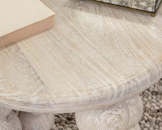 Adir Solid Wood Round End Table - Cream