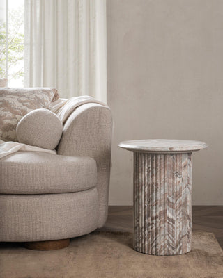 Nordens Marble Round End Table - Rusty Gray
