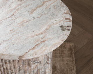 Nordens Marble Round End Table - Rusty Gray
