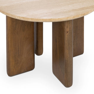 Idella Travertine Round End Table - Tan