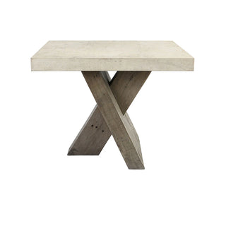 Durant Solid Wood Rectangle End Table - Antique White/Distressed Gray