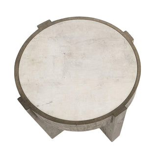 Sonoma Solid Wood Round End Table - Antique White/Distressed Gray