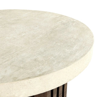 Aspen Solid Wood Round End Table - Antique White/Distressed Brown