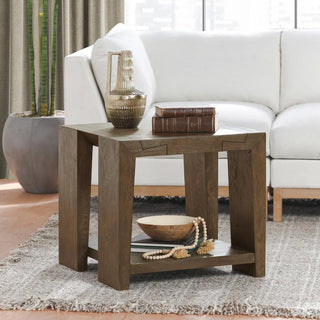 Troy Solid Wood Square End Table - Suede Brown
