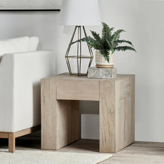 Bristol Solid Wood Square End Table - Aged Cream