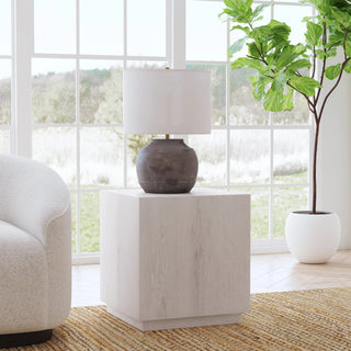 Layne Solid Wood Square End Table - Milk White