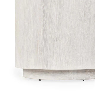 Layne Solid Wood Round End Table - Milk White