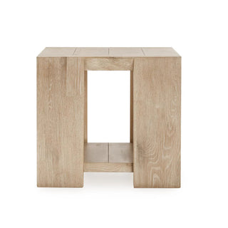 Troy Solid Wood Square End Table - Aged Cream