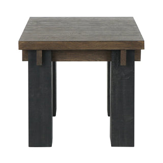 Duncan Solid Wood Square End Table - Suede Brown/Carbon Black