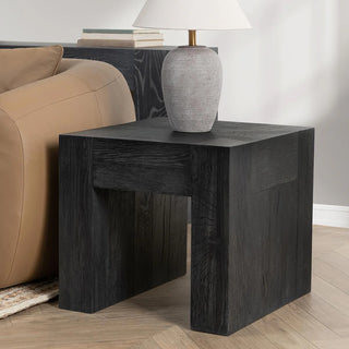 Bristol Solid Wood Square End Table - Aged Black