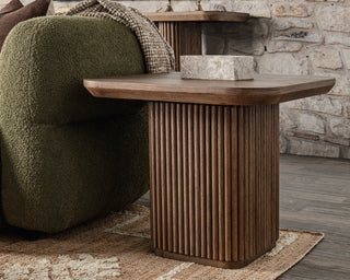 Vander Solid Wood Square End Table - Tawny Brown