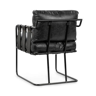Strapling Leather Dining Chair - Black
