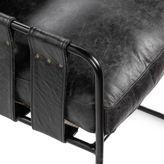 Strapling Leather Dining Chair - Black