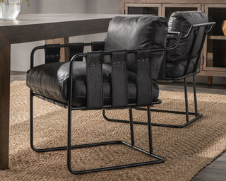 Strapling Leather Dining Chair - Black