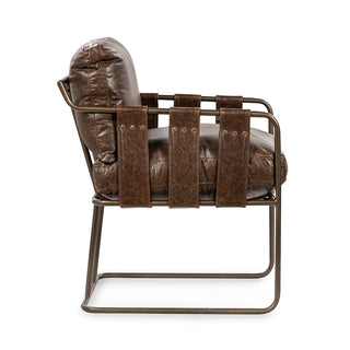 Strapling Leather Dining Chair - Cocoa Brown