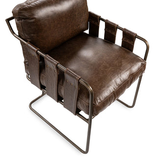 Strapling Leather Dining Chair - Cocoa Brown