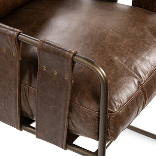 Strapling Leather Dining Chair - Cocoa Brown