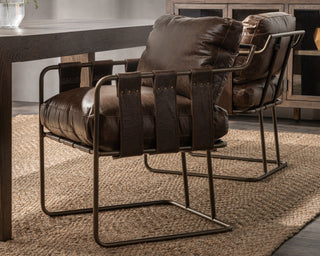 Strapling Leather Dining Chair - Cocoa Brown