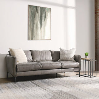 Abigail Leather Sofa - Pewter Gray