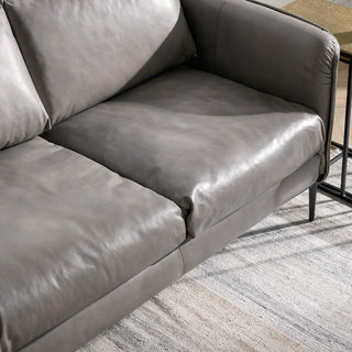 Abigail Leather Sofa - Pewter Gray