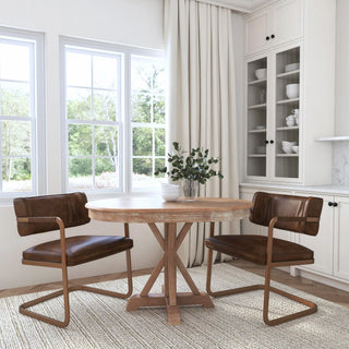 Fonda Leather Dining Chair - Truffle Brown