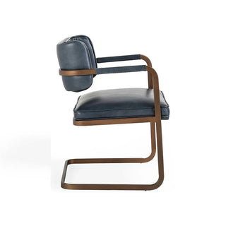 Fonda Leather Dining Chair - Ocean Blue